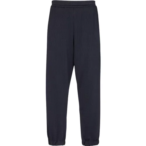 Sweatpants, male, , Size: S Navy Monogram Mini Pique Pants - Balmain - Modalova