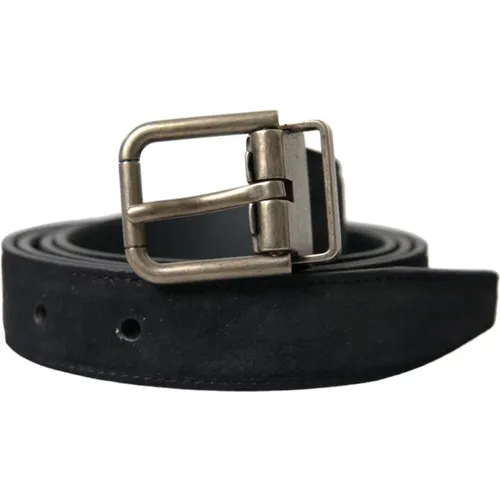 Belts, male, , Size: 110 CM Elegant Leather Belt with Metal Buckle - Dolce & Gabbana - Modalova