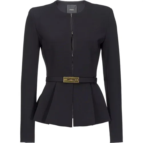 Elegante Schwarze Jacke mit Stretch-Stoff , Damen, Größe: L - pinko - Modalova