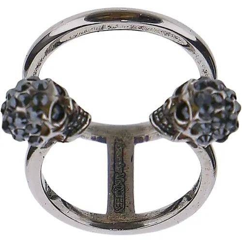 Crystal Skulls Double Ring , female, Sizes: 50 MM - alexander mcqueen - Modalova