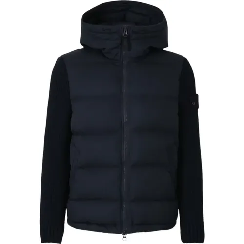 Winter Jackets, male, , Size: XL Regular Fit Ghost Piece Twill Virgin Wool-TC & Knit Down Jacket - Stone Island - Modalova