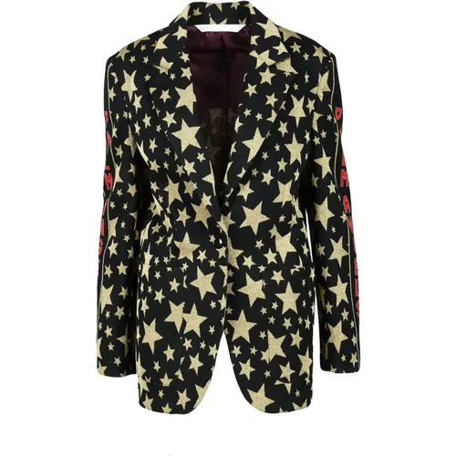 Blazers, female, , Size: S /Gold Blazer from Collection - Palm Angels - Modalova