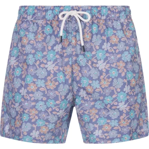 Blue Floral Swim Shorts , male, Sizes: M, L, 2XL, XL - Fedeli - Modalova