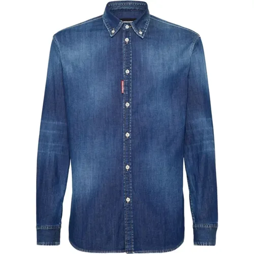 Denim Button-Down Shirt , male, Sizes: XL, S, L, M - Dsquared2 - Modalova