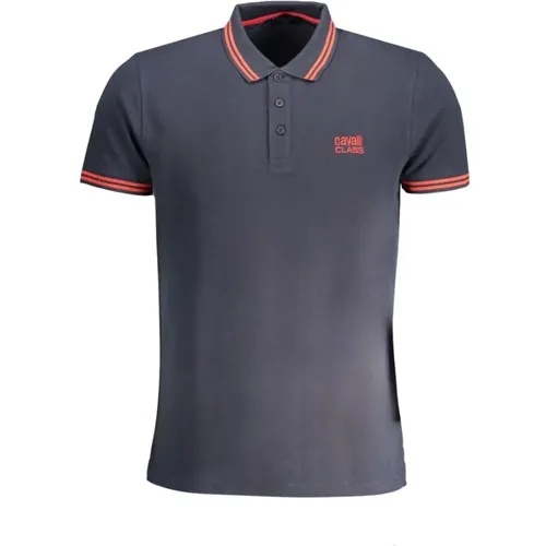 Blau Baumwoll Polo Shirt mit Kurzen Ärmeln , Herren, Größe: L - Cavalli Class - Modalova