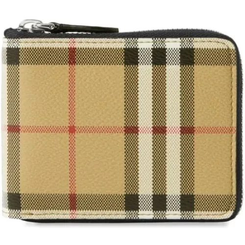 Canvas Check Wallet with Leather Interior , male, Sizes: ONE SIZE - Burberry - Modalova