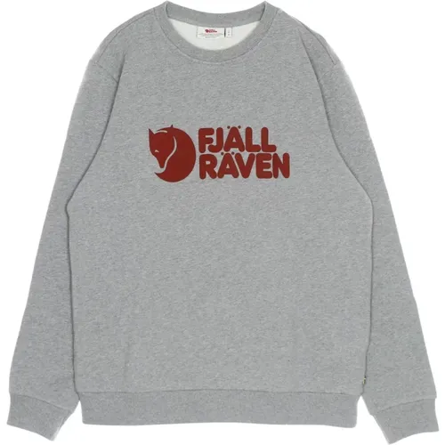 Grau Melange Logo Crewneck Sweatshirt , Herren, Größe: S - Fjällräven - Modalova