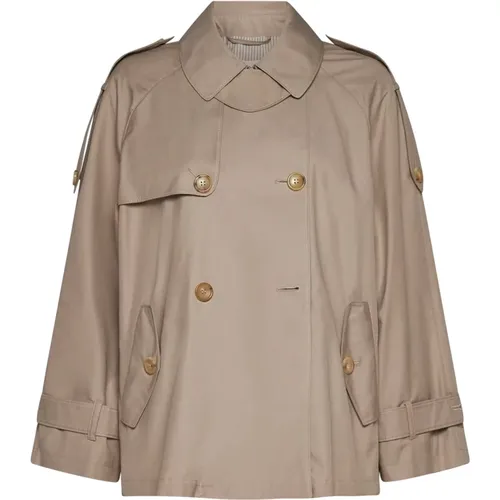 Double-Breasted Short Trench Coat , female, Sizes: S - Max Mara - Modalova