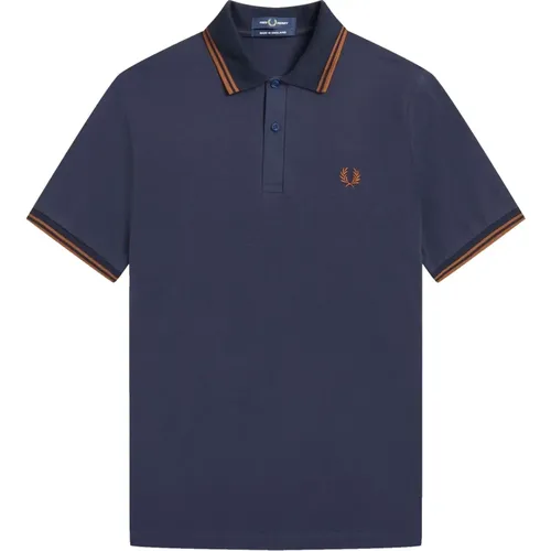 Polo Shirts, male, , Size: 4XS Laurel Crown Polo Navy/Ice - Fred Perry - Modalova