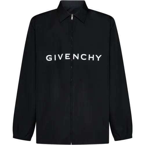 Schwarze Hemden mit Reißverschluss und Archetype Print , Herren, Größe: S - Givenchy - Modalova