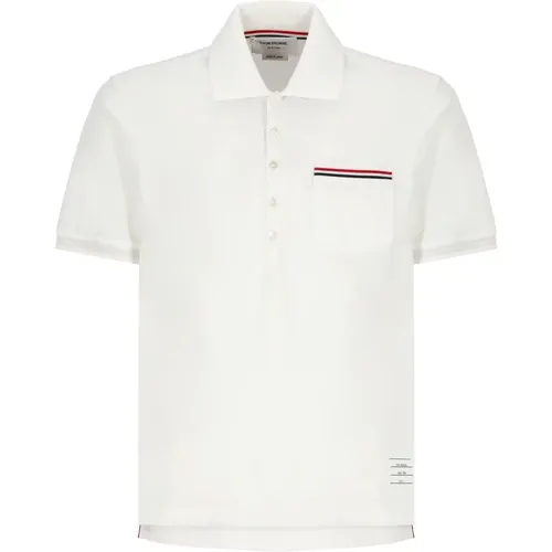 Polo Shirts, male, , Size: L Polo Shirt with Tricolor Detail - Thom Browne - Modalova