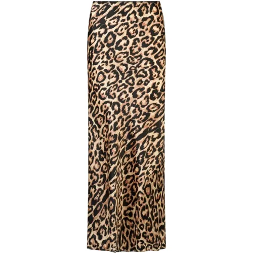 Midi Skirts, female, , Size: XS Leopard Print Long Silk Skirt - Mes Demoiselles - Modalova