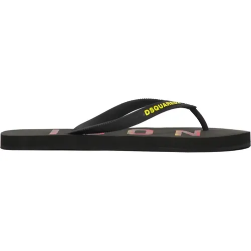 Logoed Gummi Flip-Flop Sandalen , Herren, Größe: 40 EU - Dsquared2 - Modalova