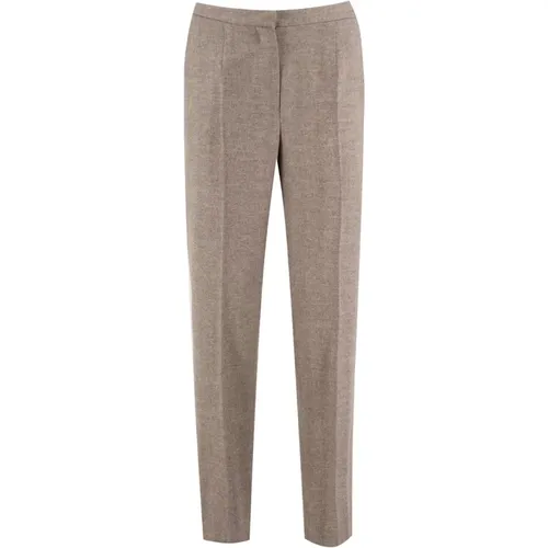 Straight Trousers, female, , Size: S Elegant Wool Cashmere Trousers - Kiton - Modalova