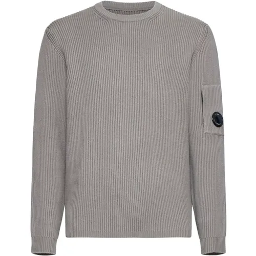 Khaki Gerippter Strickpullover , Herren, Größe: S - C.P. Company - Modalova