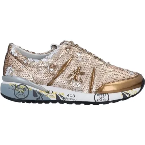 Sneakers, female, , Size: 8 US Golden Glitter Sneakers for Women - Premiata - Modalova