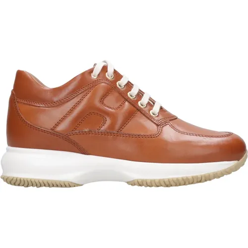 Braune Leder Interaktive Sneakers , Damen, Größe: 35 1/2 EU - Hogan - Modalova