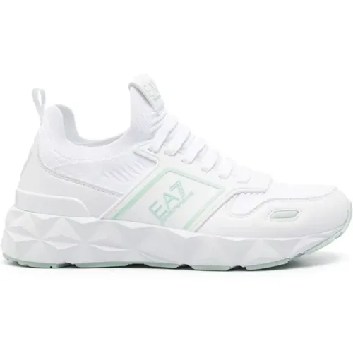 Weiße Gestrickte Sneakers , Damen, Größe: 38 EU - Emporio Armani EA7 - Modalova