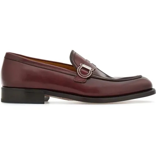 Loafers, male, , Size: 7 US Burgundy Calf Leather Metal Bracelet - Salvatore Ferragamo - Modalova