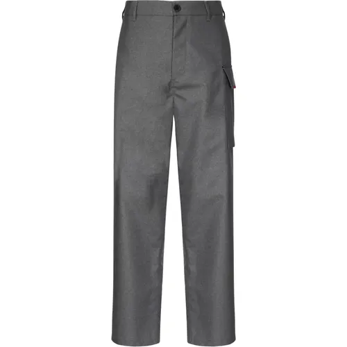 Straight Trousers, male, , Size: L Grey Cargo Trousers Button Front - Marni - Modalova