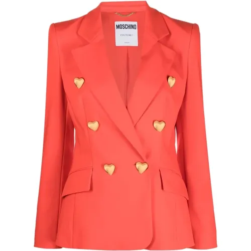 Blazers, female, , Size: S Double-Breasted Blazer - Moschino - Modalova