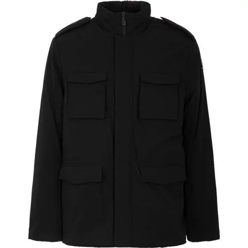 Militärstil Schwarze Pelzjacke , Herren, Größe: S - Suns - Modalova