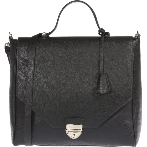 Geprägte Lederhandtasche Schwarz - Trussardi - Modalova