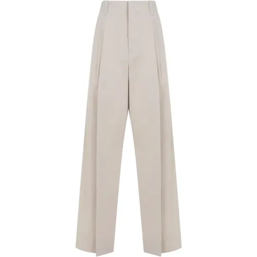 Cotton Silk Pants 1574 Rock , female, Sizes: XS, 2XS, S - Bottega Veneta - Modalova