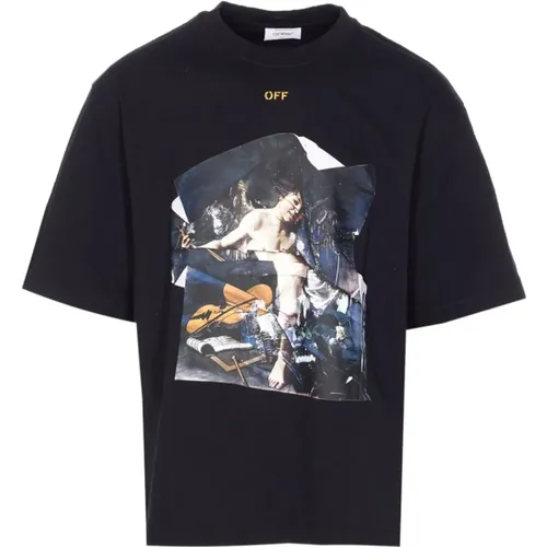 T-Shirts, male, , Size: S Crew Neck Cotton T-shirt - Off White - Modalova