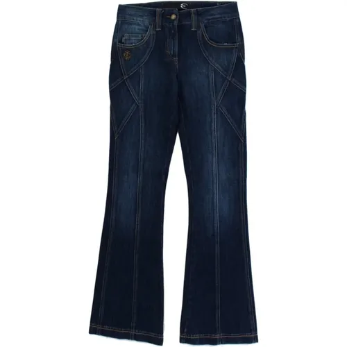 Blaue Baumwoll-Stretch Niedrige Taille Jeans , Damen, Größe: W26 - Roberto Cavalli - Modalova