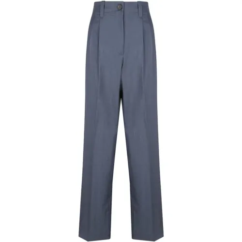 Pleat Detail Slate Grey Trousers , female, Sizes: S, 2XS, XS - Golden Goose - Modalova