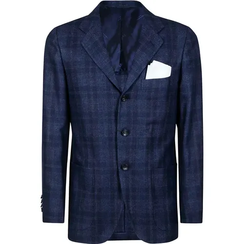 Printed Wool Blazer Jacket , male, Sizes: L - Kiton - Modalova