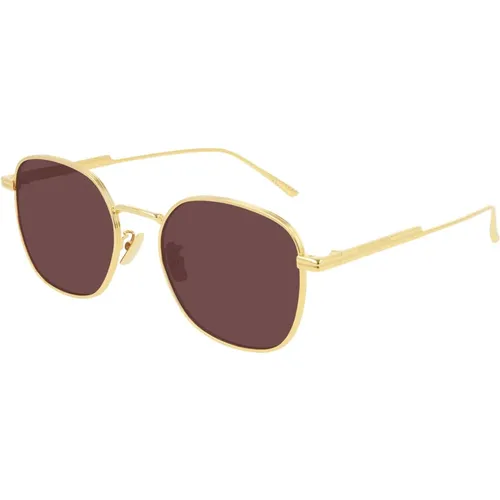 Gold/Rote Sonnenbrille , unisex, Größe: 56 MM - Bottega Veneta - Modalova