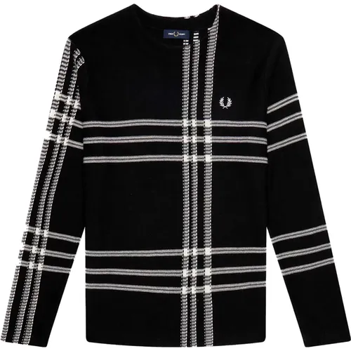 Schwarzer Tartan-Pullover Von , Herren, Größe: XL - Fred Perry - Modalova