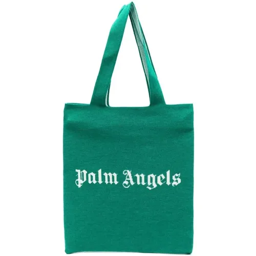Stilvolle Grüne Wollmischung Tote Tasche , Herren, Größe: ONE Size - Palm Angels - Modalova