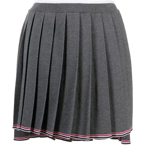 Short Skirts, female, , Size: XS Needle Pleated Mini Skirt with Tipping - Thom Browne - Modalova