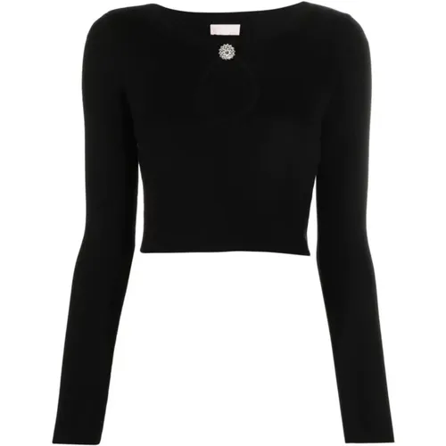 Damen Jewel Neck Cropped Pullover , Damen, Größe: L - Liu Jo - Modalova