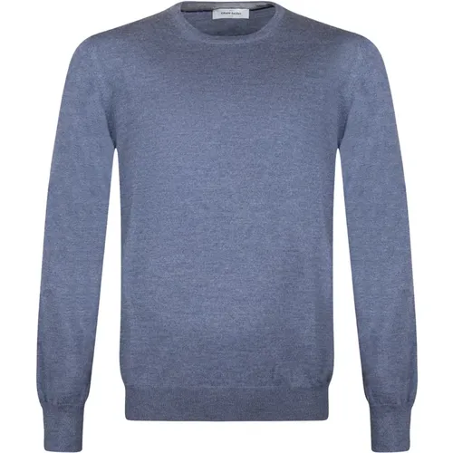 Blauer Crew Neck Wollpullover , Herren, Größe: L - Gran Sasso - Modalova