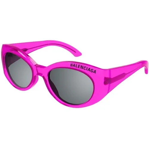 Fuchsia Frame Silver Lens Sunglasses , female, Sizes: 57 MM - Balenciaga - Modalova