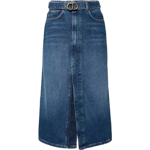 Denim Skirt With Belt , female, Sizes: XS, S, 2XS - Twinset - Modalova