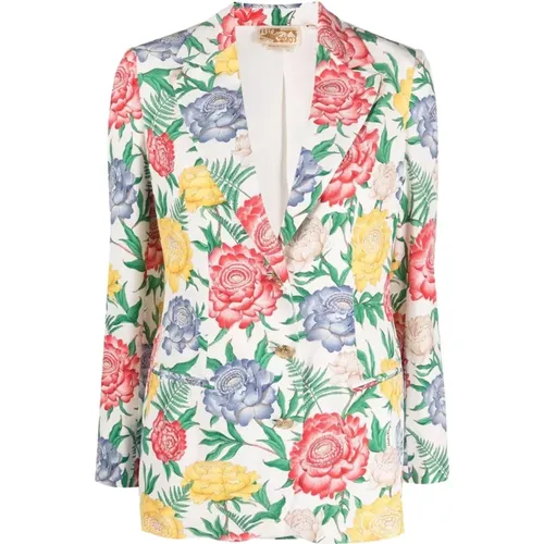 Blazers, female, , Size: XS Floral-Print Single-Breasted Blazer - Salvatore Ferragamo - Modalova