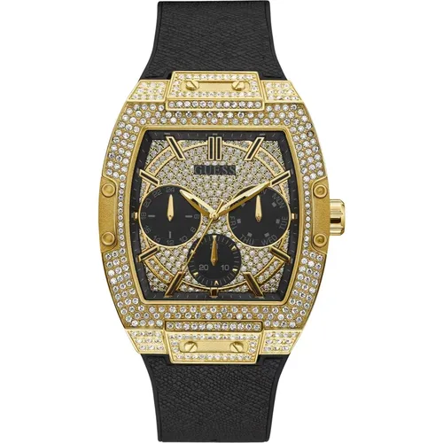 Watches, male, , Size: ONE SIZE Statement oversized watch with 314 crystals - Guess - Modalova