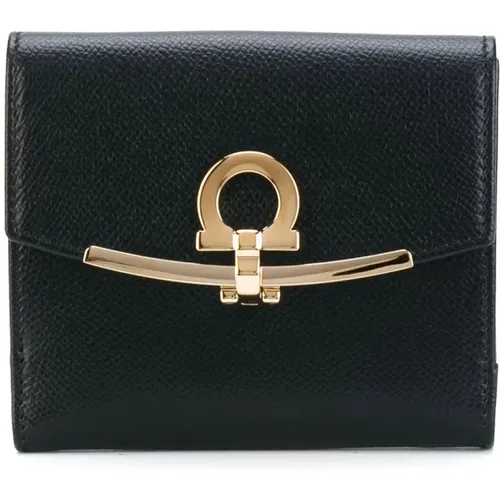 Leather Flap Wallet with Multiple Card Compartments , female, Sizes: ONE SIZE - Salvatore Ferragamo - Modalova
