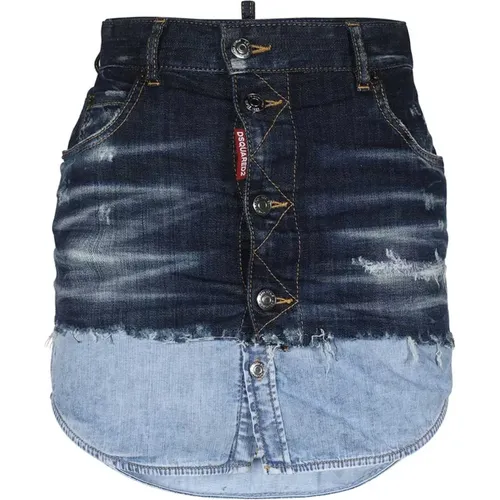 Zerrissener Denim Minirock , Damen, Größe: 2XS - Dsquared2 - Modalova