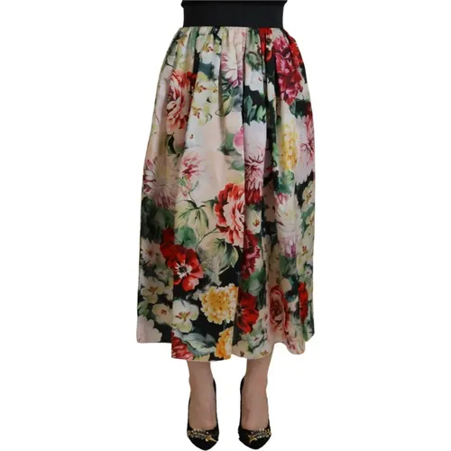 Floral High Waist Skirt , female, Sizes: 3XS - Dolce & Gabbana - Modalova