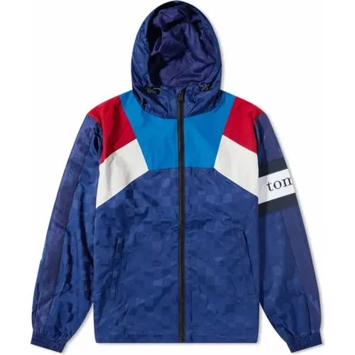 Colour-Blocked Hooded Track Jacket , male, Sizes: L, M - Tommy Hilfiger - Modalova