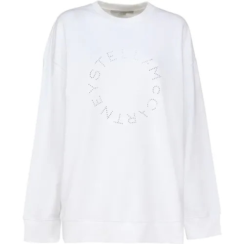 Logo Crew Neck Weißer Pullover , Damen, Größe: M - Stella Mccartney - Modalova