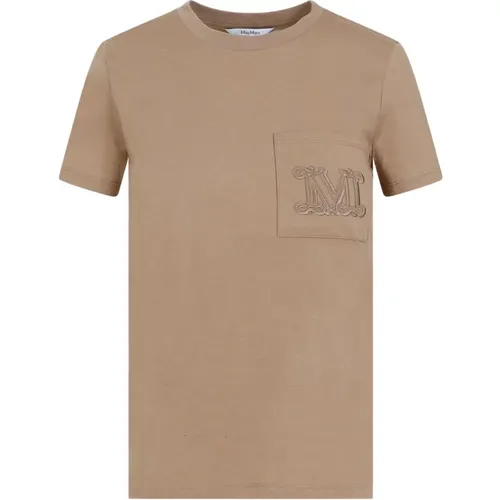 Braunes Baumwoll-T-Shirt Rundhals - Max Mara - Modalova