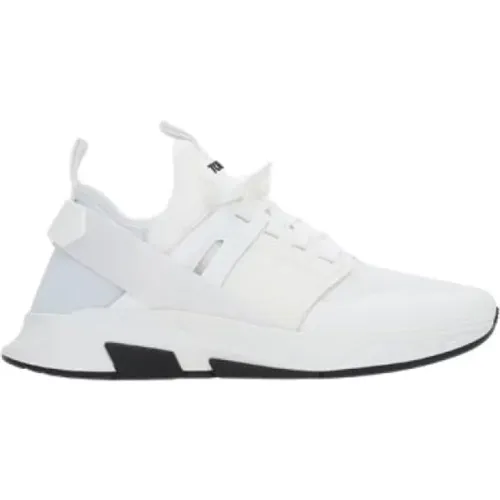 Niedrige Sneakers in Weiß mit Wildleder-Details , Herren, Größe: 40 1/2 EU - Tom Ford - Modalova