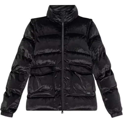 Gepolsterte Jacke mit abnehmbaren Ärmeln , Damen, Größe: L - Emporio Armani EA7 - Modalova